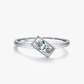 Ailmay Simple Rectangle Finger Ring Fashion 100% 925 Sterling Silver for Women Dazzling Clear CZ Fine Elegant Wedding Jewelry