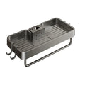 Snap-on Modern Design Double Tiers Integrated Bathroom Wall Storage Punch-Free Shower Rack Tray Shower Gel Toilet Rod Bracket