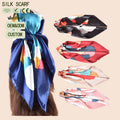 Abstract Dot Art Print Imitation Silk Square Scarf | Custom OEM ODM Shiny Polyester Satin Quick Dry Head Scarf for Women