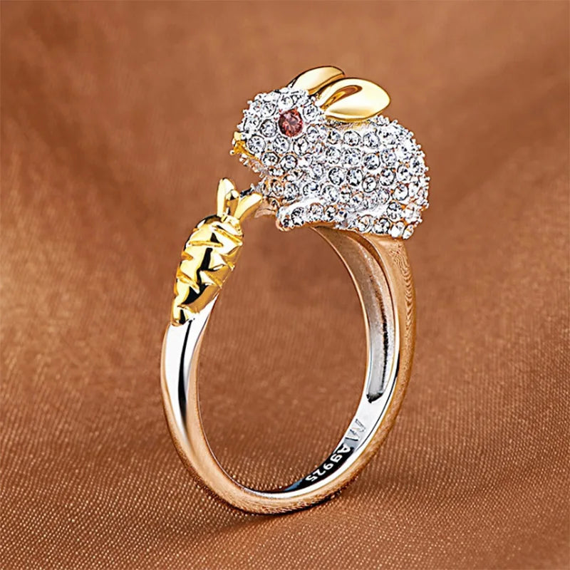 Zodiac Chicken Ring Diamonds Cute Style Female Index Finger Opening Platinum Plated Wedding Ring Wholesale Jewelry Made Alloy