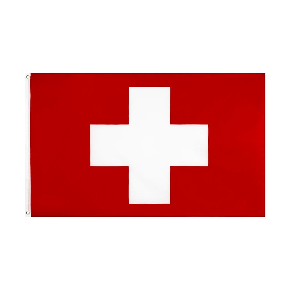 Ready to Ship 100% Polyester 3x5ft Stock Red White Cross Swiss Switzerland Flag