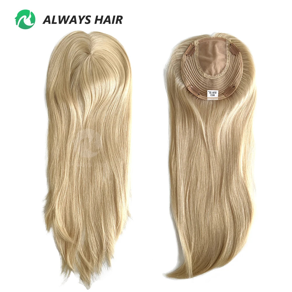 TP36 - 20" Long Blonde Chinese Cuticle Remy Human Hair Pieces for Woman 6 X 6.5 Injection Lace Topper Hair With 3 Clips