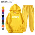 Wholesale Yellow Women's Sweatpants Sweatshirts Pants Hoodies Sets Jogger Sport Blank Plain Custom Women Cotton Sweatsuits