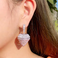 Creative Jewelry Bridal Drop Earrings Cubic Zircon Unique Design Statement Super Big Dangle Earrings for Women Party Wedding