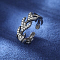 High Quality With Certificate 925 Solid Silver Iced Out Jewelry Black Moissanite Diamond Flame Ring for Men