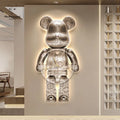 Light Luxury Crystal Porcelain Painting Wall Clock Crystal Porcelain Modern Glass Wall Painting with Led Home Decor for Bedroom