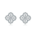 Clover Design Ins Hot Sale Shiny Cubic Zirconia Paved 925 Silver Stud Earring for Girls Gift