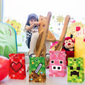 Huancai Pixels Party Favors Bag 12 PCS Paper Bags with Stickers Gift Candy Treat Bag for Kids Birthday Video Game Party Supplies