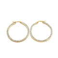18K Gold Filled Oversized Geometric Hoop Earrings Large Circle Stainless Steel With Full Diamond Zircon & Pearl Pendant