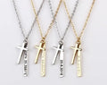 Custom Jewelry Stainless Steel Bar Engraved Coordinates Necklace Personalized Cross Charm Pendant Necklace for Men Women