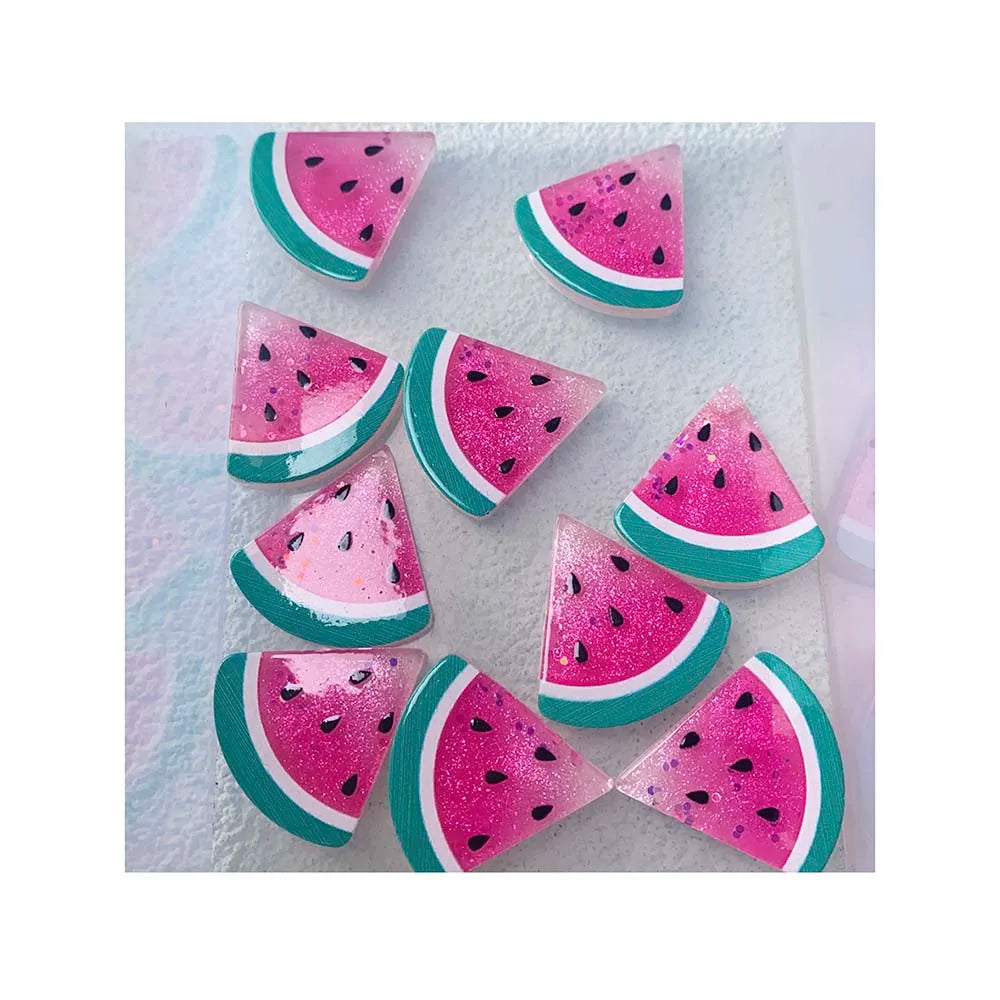 100Pcs/Lot 28*29MM Resin Summer Watermelon Fruit Slice Artificial Flatback Cabochons DIY Craft Embellishment Jewelry Findings