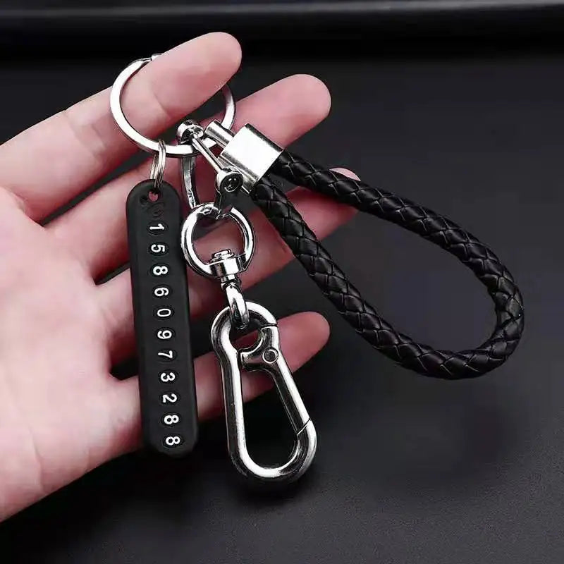 New Anti-Lost Car Key Chain Phone Number Card Keyring Phone Number Plate Key Ring Auto Vehicle Key Ring Car Accessories Keychain