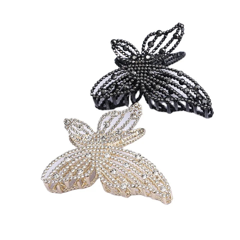 Wholesale Women's Butterfly Design Alloy Metal Hair Claw with Pearls Fashion Twister Clip for Hair Decoration
