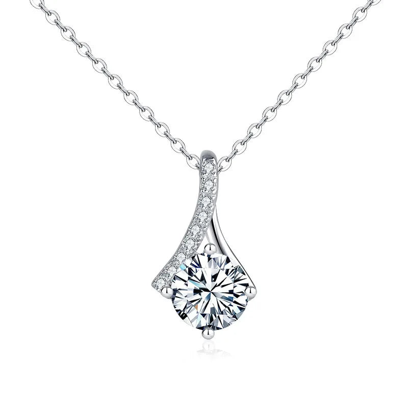 Fine Jewelry Grade D 1ct Moissanite Necklaces 925 Sterling Silver Simple Moissanite Necklace Women
