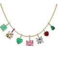 Fashion Heart Tear Drop Round Rectangle Colorful Pendant Bead Chain Stainless Steel Necklace Fine Jewelry for Women