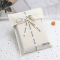 25*15 Cm Bow Canvas Cotton Muslin Gift Pouch Beige Envelope Dust Cotton Flap Bag for Clothing