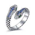 Custom Animal Jewelry 925 Sterling Silver Cubic Zircon Setting Enamel Snake Open Ring