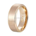 POYA 8mm Tungsten Wedding Ring Vintage Style Rose Gold Plated Stepped Edges Finish Comfort Fit for Men's Engagement & Gift