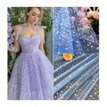 KT13 100% Polyester Solid Blue Tulle Fabric with Heart Color Foil Print Tulle Mesh Fabric for Clothing