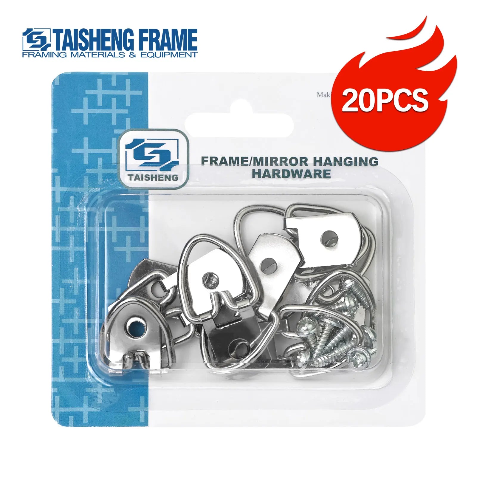 TAISHENG TS-K021 10pcs Plain Finish Ring Assorted Picture Hanger Kit with Frame Back Metal Hooks for Displaying Photos Artwork