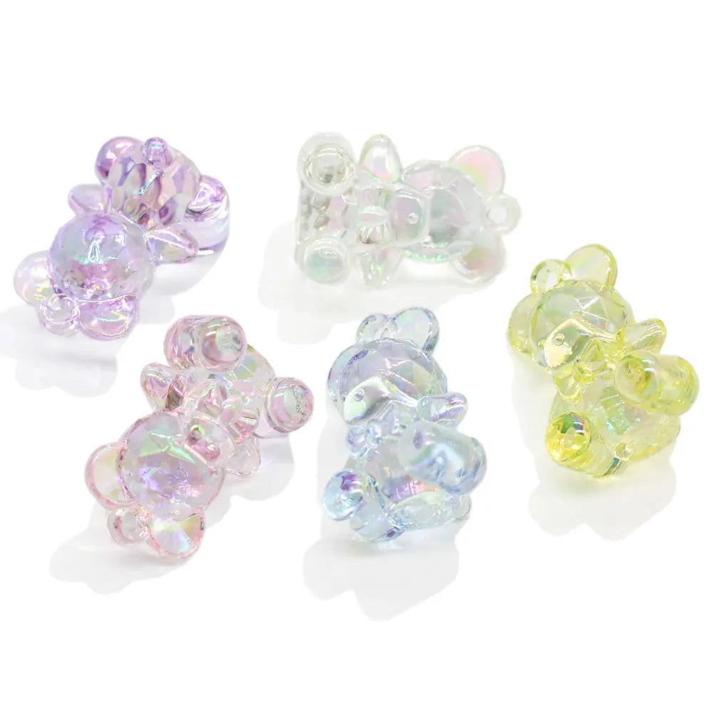 New Faceted Plastic Acrylic Clear Animal Bear Charms 100Pcs ABS Bear Pendants 20*30MM DIY Decor Earring Keychain Accessories