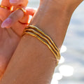 2025 Trendy Wave Bracelet 18K Gold Plated Stainless Steel Bangle Fashion Jewelry For Women Girls