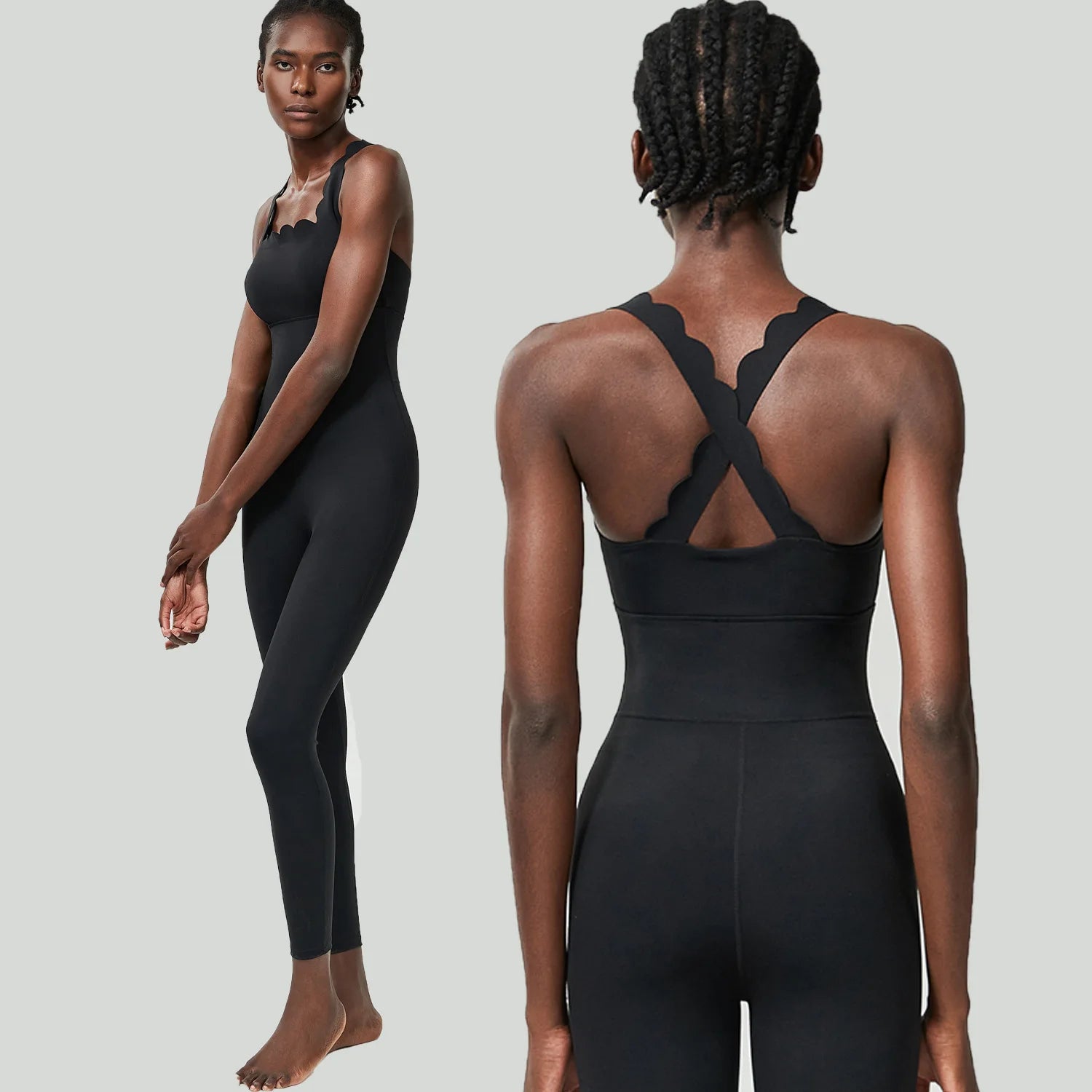 Wholesale New Design Wave Back Yoga Fitness Gym Sports Jumpsuit for Women Plus Size Tight Dance Running Vest Style Jumpsuit
