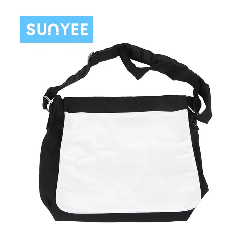 Sunyee Wholesale Black Large Canvas Zipper Bag Personalized Custom Sublimation Blank Single Shoulder Bag