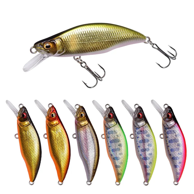 WEIHE 51mm 4g 10colors Artificial Minnow Hard Fishing Lure Sinking Bait ABS Lifelike Swimbait for Outdoor Fishing