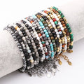 New Design 4mm Natural Stone Agate Turquoise Stainless Steel Beaded Bracelet Women Men JBS12329