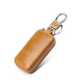 2025 Cowhide Leather Car Key Case Holder with Stainless Steel Hook Key Holder Case Metal Zipper