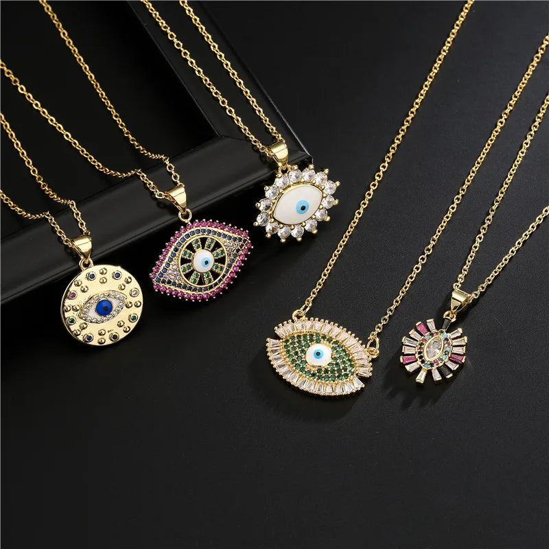 Latest Design Luxury Fashion 18k Gold Women Eye Pendant Jewelry Brass Jewelry Necklace
