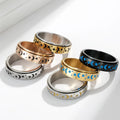 Hot-Sale Star Moon Glow in the Dark Rotating Ring Stress Relief Relieves Anxiety Rotatable Titanium Steel Ring Wholesale