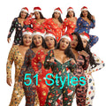 Women's Plus Size Christmas Onesie Pajamas 5XL Elastic Waist V-neck 100% Polyester Breathable Custom Wholesale