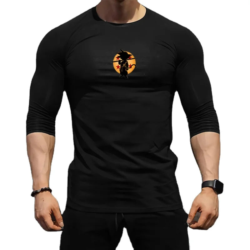 Customized Logo Breathable Quick Dry Running T-Shirts Compression Training Wear Fitness Gym Long Sleeve T Shirt for Men