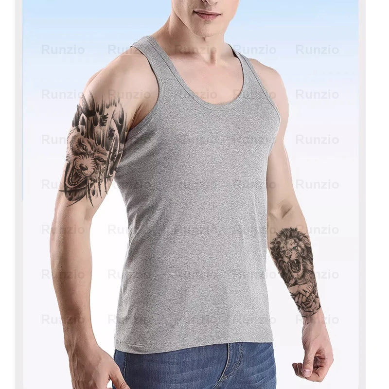 Runzio XQB402-480 Customized Temporary Tattoo Sticker for Men-Animals (Wolf Lion Tiger) 114x210mm