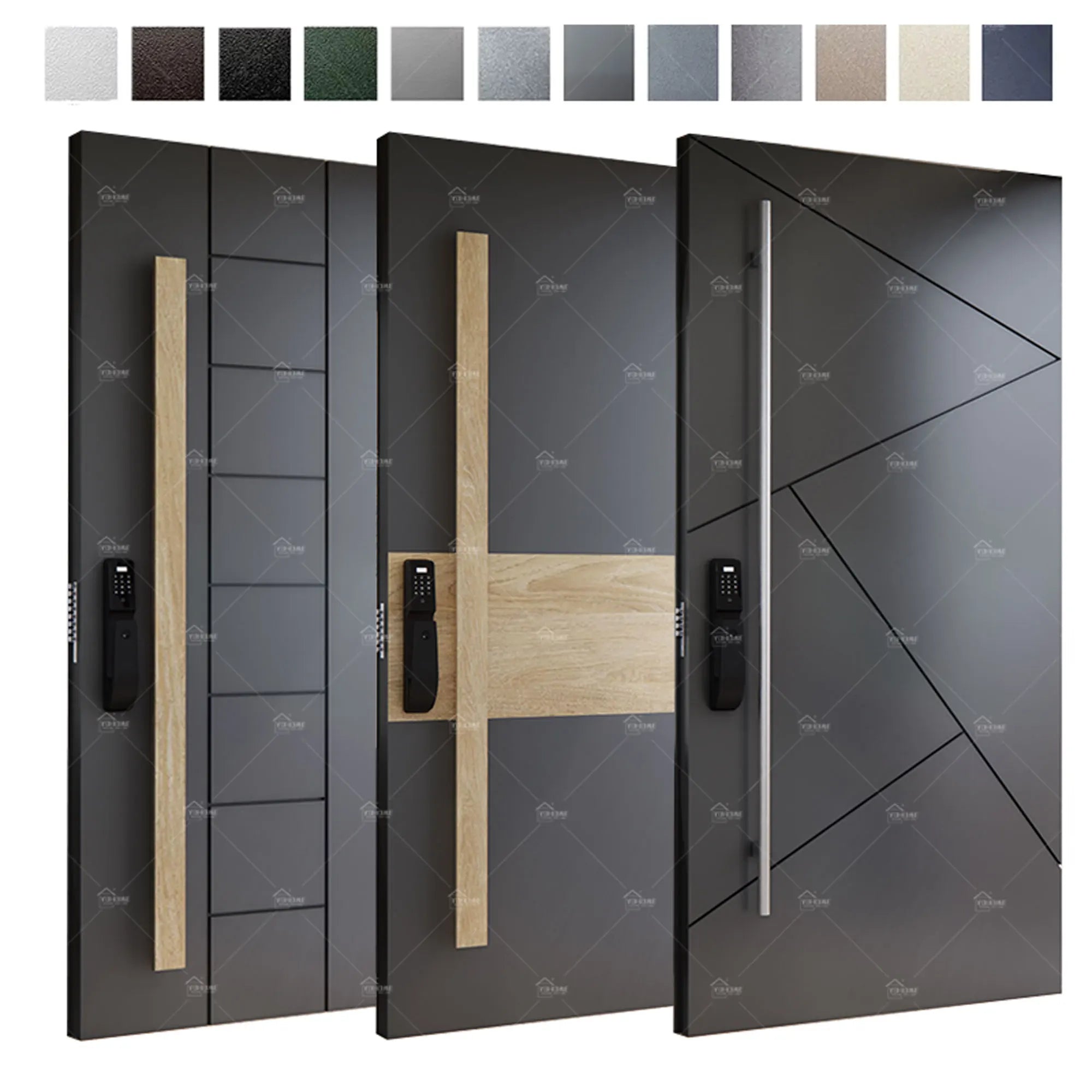 Foshan Yohome Wholesale European Exterior Doors Modern Front Keyless Entry Door Lock Large Main Pivot Door