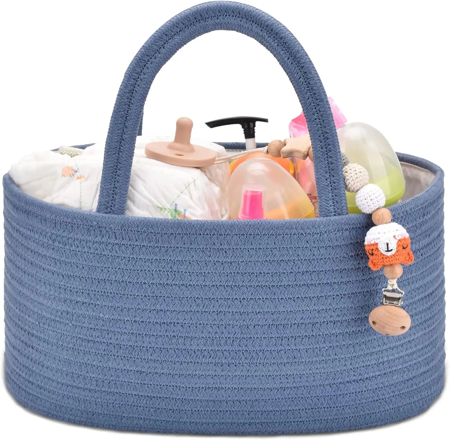 Hot Sale New Design Foldable Eco-Friendly 100% Cotton Baby Rope Diaper Caddy Organizer for Nursery Storage & Car Use