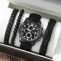 2024 New Men's Business 4-piece Jewelry Watch Set Casual Watch and Bracelet Men's Gift Set
