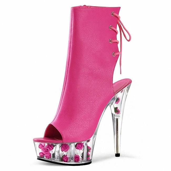 MatureSummer Women's Open Toe15cm High Heels Fashion Women's Shoes Ankle Boots Dance Platform Boots Gothic Shoes Stripper Heels