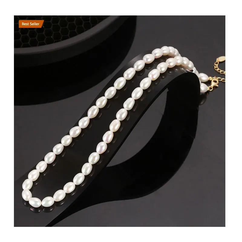 BGPN26 RINNTIN 925 Sterling Silver Lobster Clasp 14K Gold Plated Dainty Choker Cultured Freshwater Pearl Necklace for Women Men