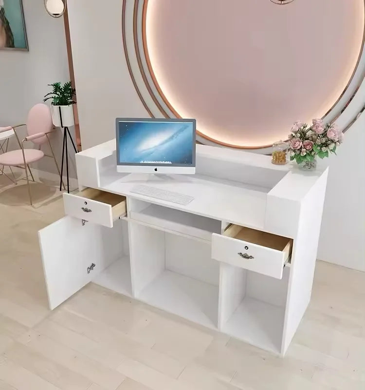 Small Salon Counter Table White Reception Desk