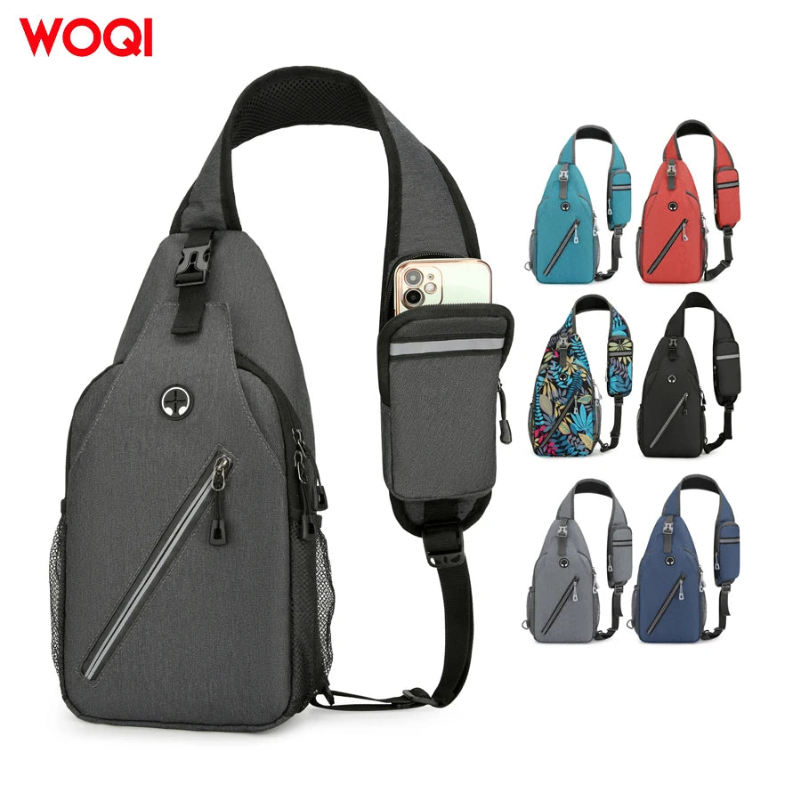 WOQI Waterproof Crossbody Bicycle Shoulder Bag for Men and Women Zipper Chest Bag for Outdoor Camping and Hiking