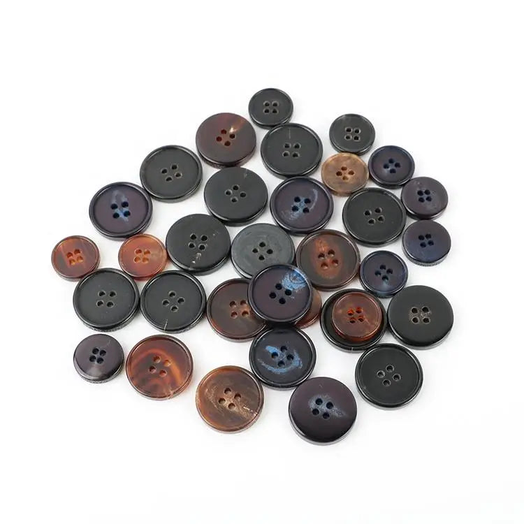 Factory Wholesale Custom 4-Hole Buffalo Horn Button Colorful Natural Finish with Eco-Friendly Sequin Decoration for Suits