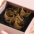 Minimalist Retro Hollow Adjustable Dainty Jewelry Ring Stainless Steel 18K Plated Gold Geometric Open Rings Set