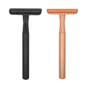 Custom Logo Barber Straight Safety Razor Eco-friendly Men Reusable Rose Gold Stainless Steel Blade Body Razor