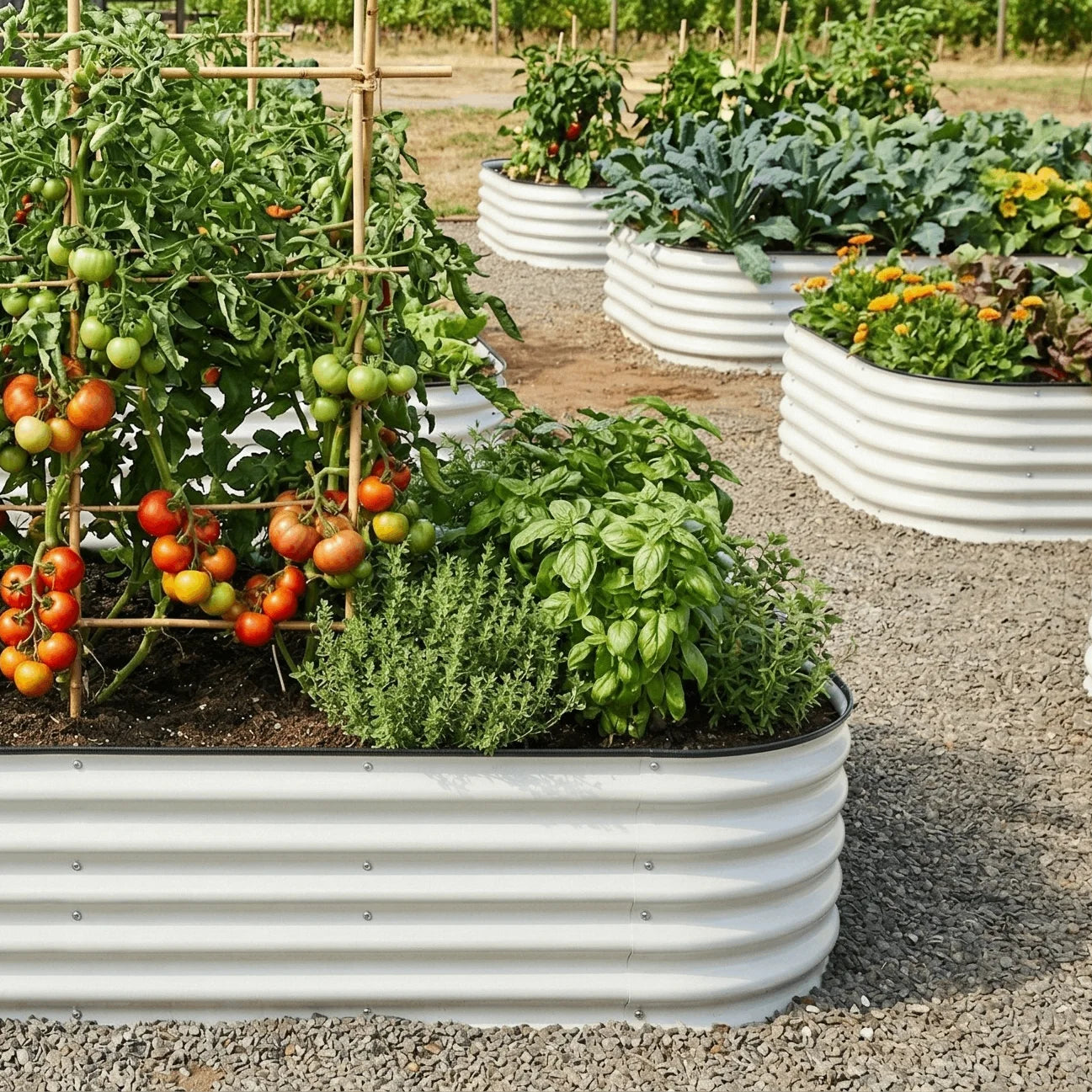 Outdoor Large Planter Box Raised Garden Bed Large Elevated Metal Garden Planter Box for Outdoor Vegetable Flowers Planting
