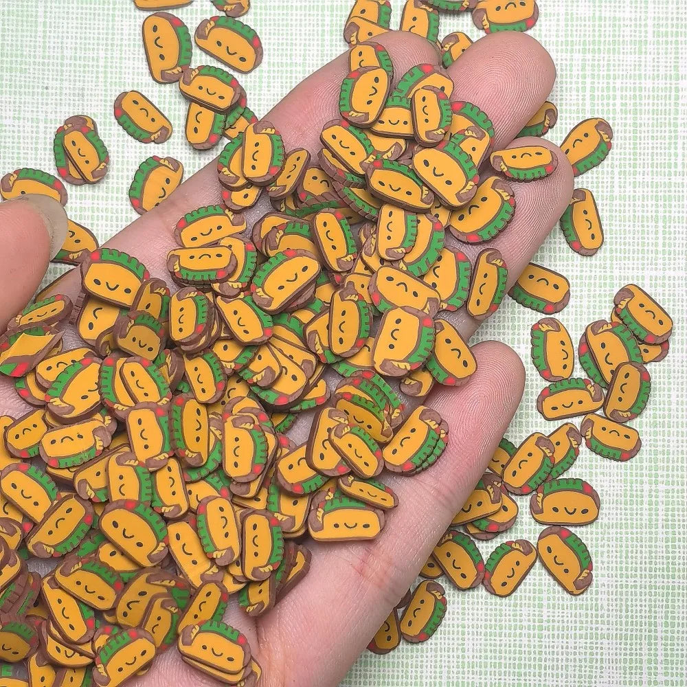 500g/Lot Polymer Food Hamburger Cakes Hot Clay Sprinkles for Scrapbook Crafts Making Slime Charms Resin Filler DIY