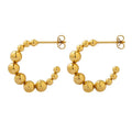 INS Simple Stainless Steel 18K Gold Plated Beads C Shaped Earring Titanium Steel IP Geometric C Shaped Bead Ball Earring Jewelry