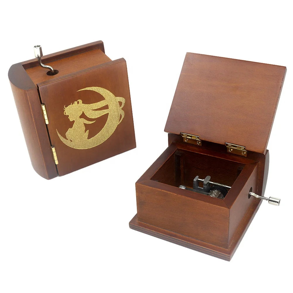 Wholesale Solid Wood Book Hand-cranked Music Box 18 Note DIY Carving Custom Retro Creative Birthday Children Holiday Gift